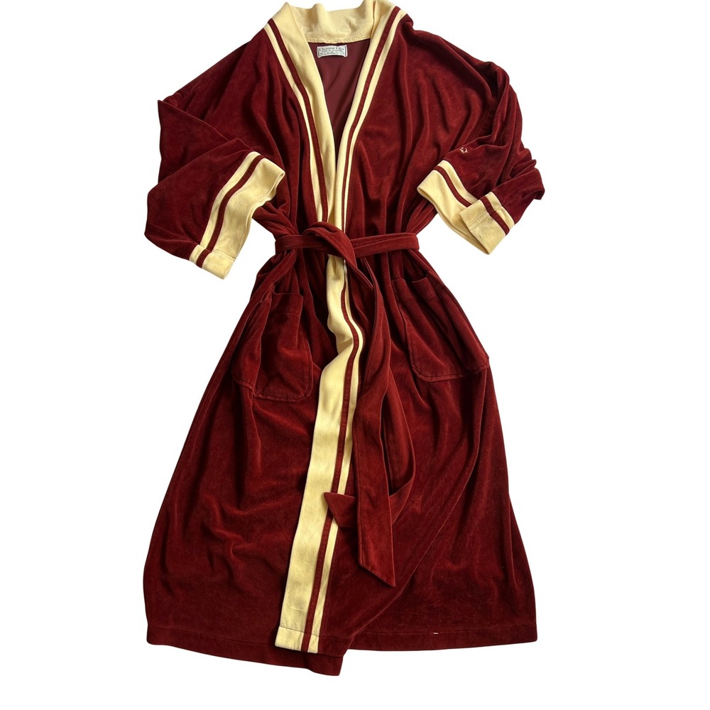 Vintage Christian Dior Robe Mens Burgundy Old Money Velour Robe Unisex One Size